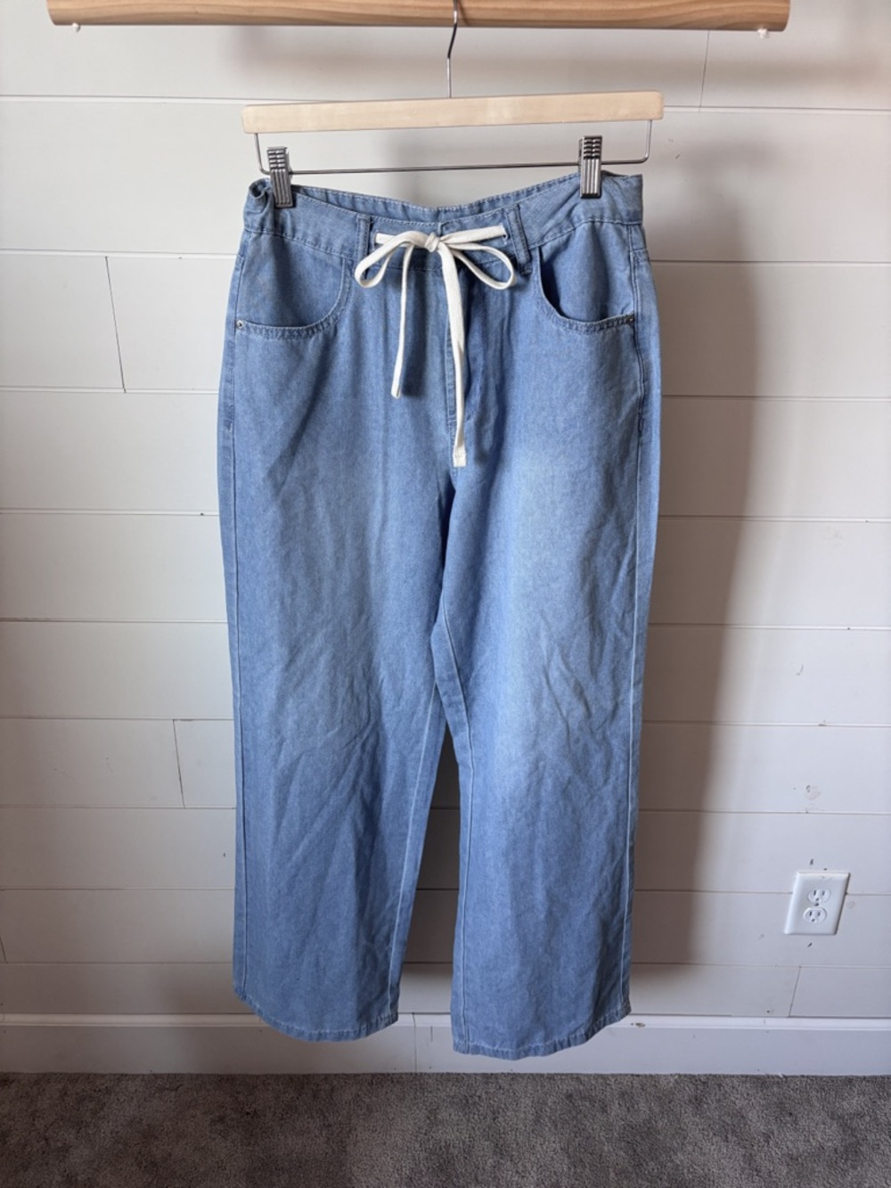 Song of Style Light Blue Straight-Leg Drawstring Jeans